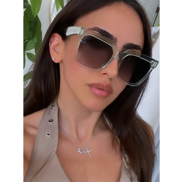 NEW Celine CL4055IN Tilda Square Sunglasses in Green - Picture 2 of 10